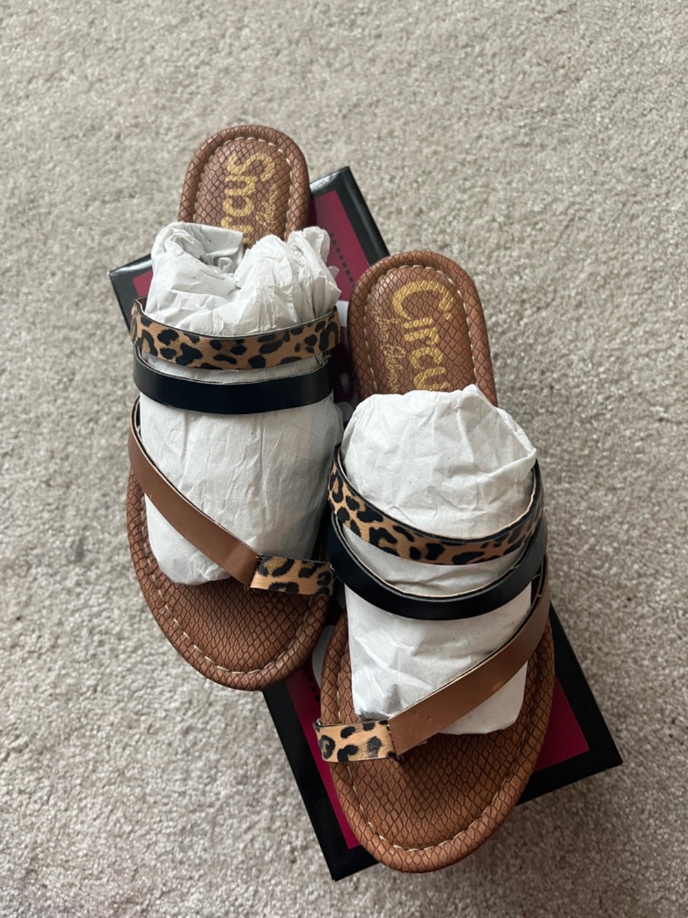 Sam Edelman Leopard Print, Black & Brown Women’s Slide Sandals